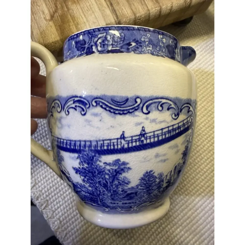 Vintage Olde English Staffordshire Rock City Garden Blue Transferware 4” H